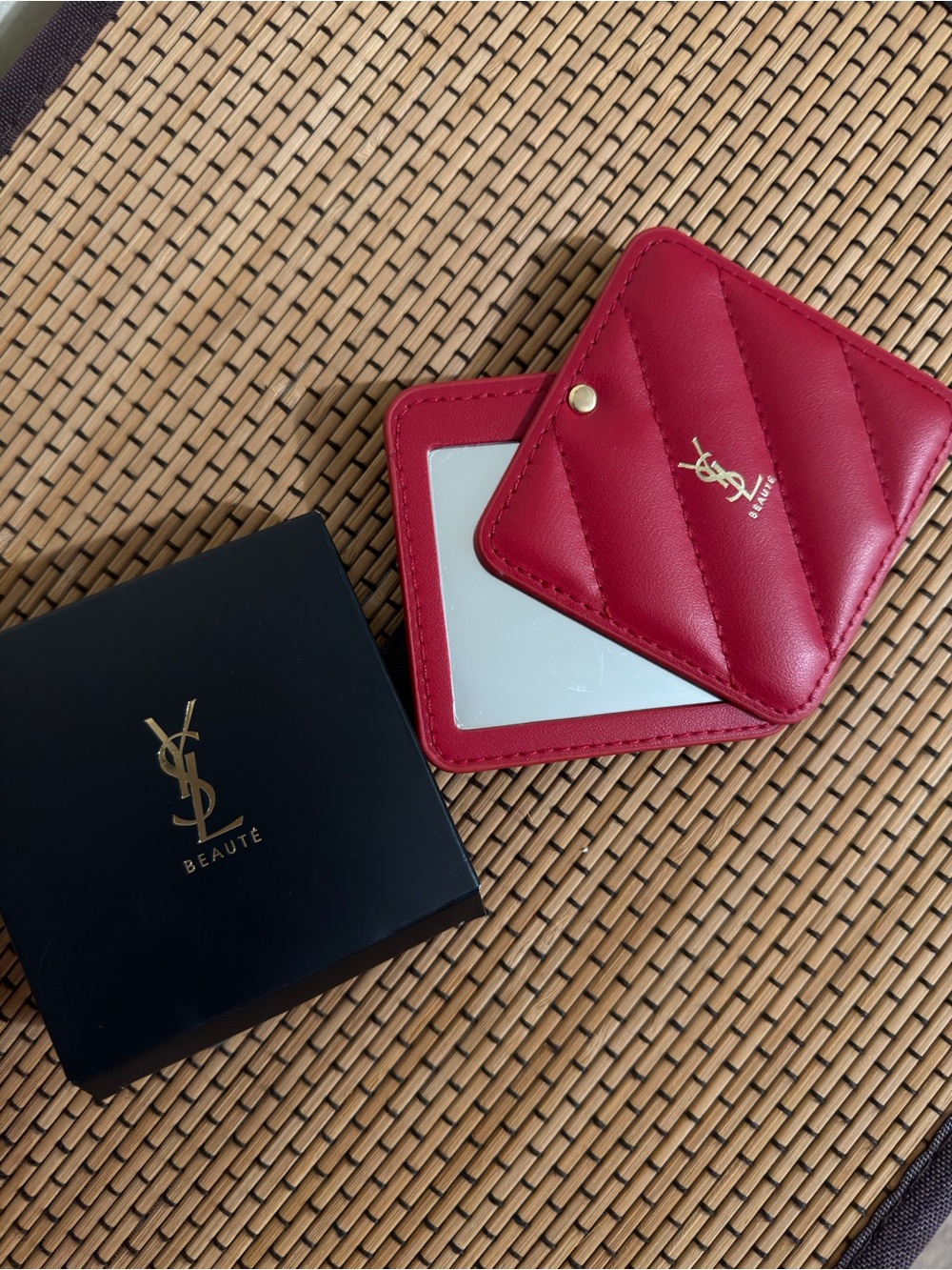 Saint Laurent Quilted Red Compact makeup Mirror